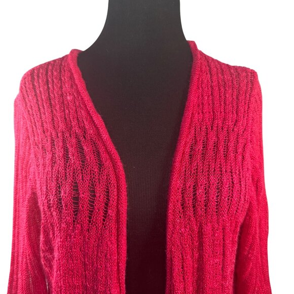 Jones New York Signature Woman Pink Open-Front Cardigan 1X Ramie/Viscose - Picture 2 of 8